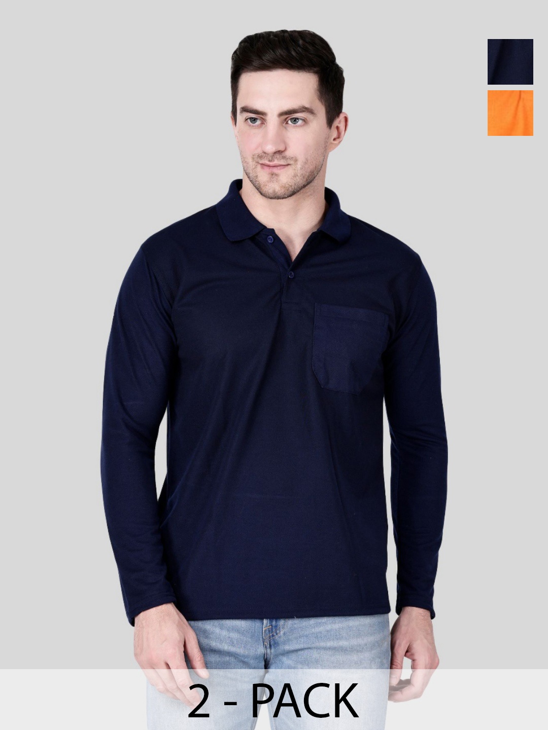 

SAIKSA FASHION Men 2 Polo Collar Pockets T-shirt, Multi