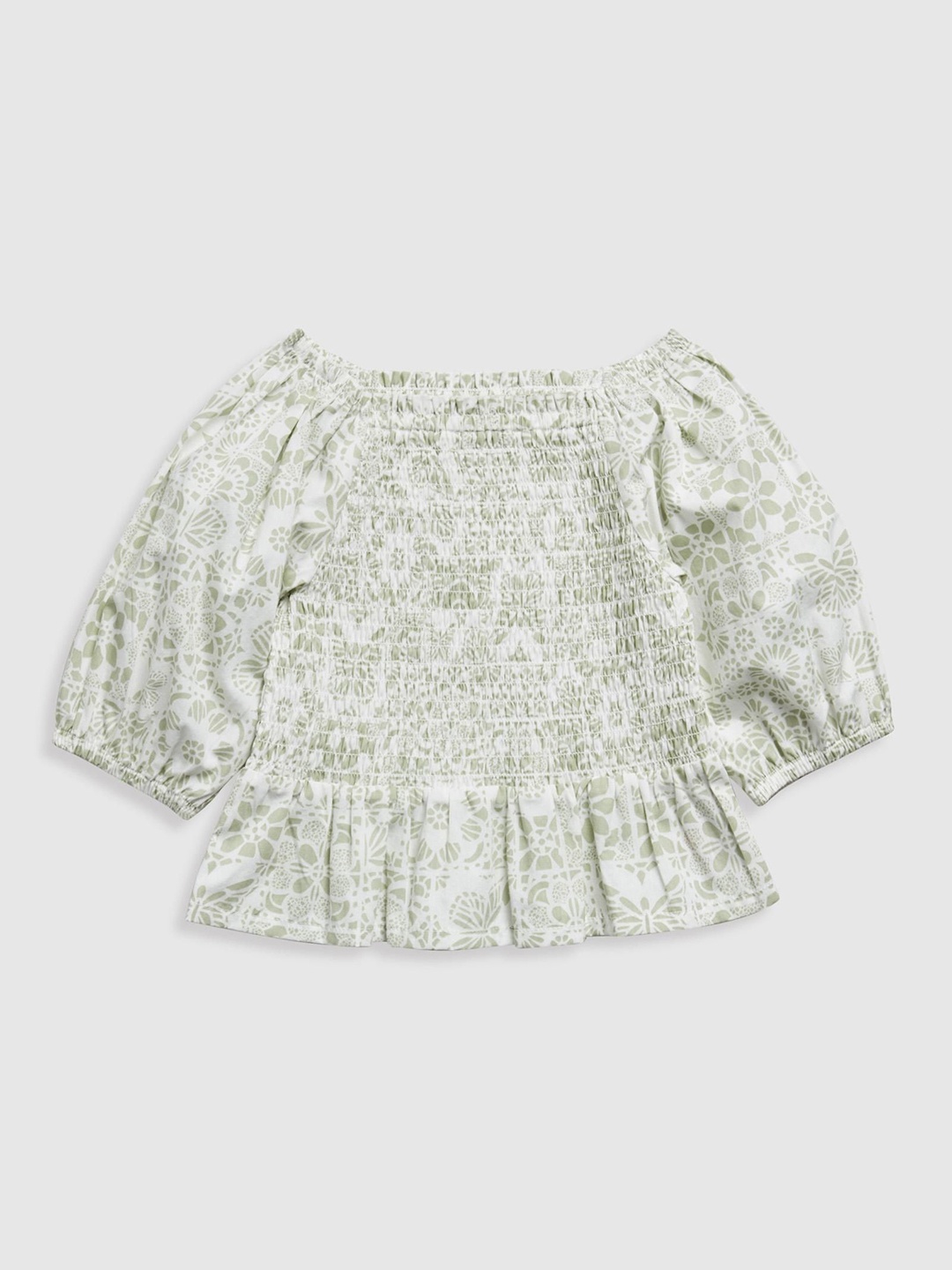 

mothercare Floral Print Cotton Top, Green