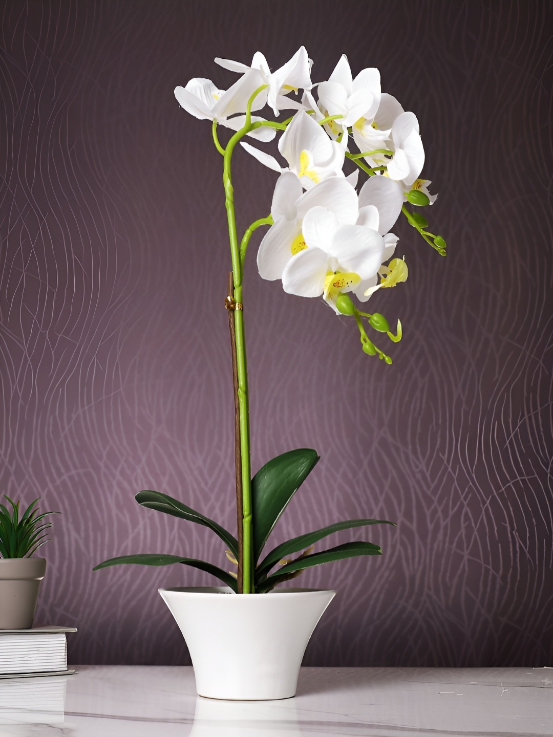 

TAYHAA White 1 Pieces Orchid Artificial Plant With Pot