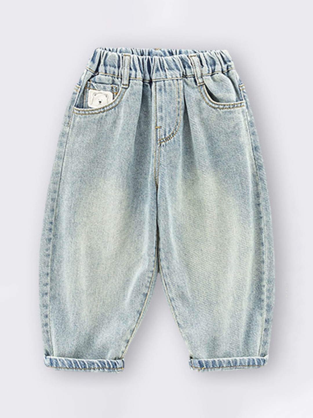

LULU & SKY Unisex Kids High-Rise Low Distress Heavy Fade Jeans, Blue