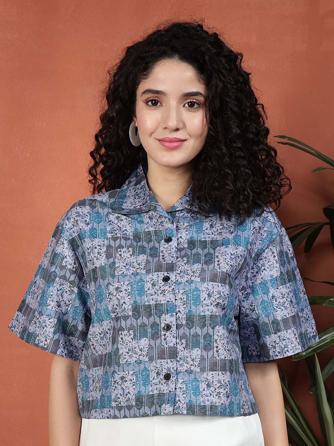 

TANDUL Women Standard Floral Opaque Printed Casual Shirt, Blue