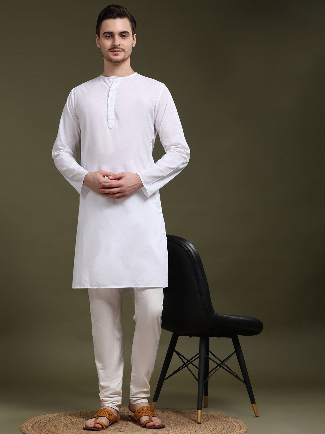 

SKAVIJ Men Regular Pure Cotton Kurta with Pyjamas, White