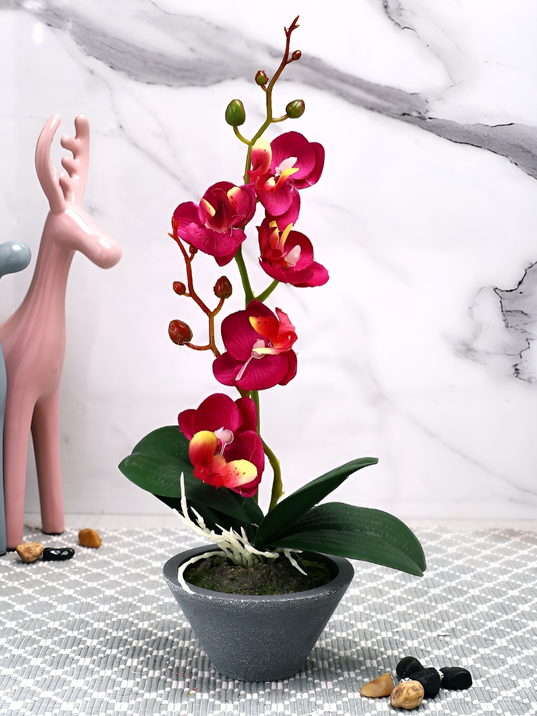 

TAYHAA Grey 1 Pieces Orchid Artificial Plant With Pot