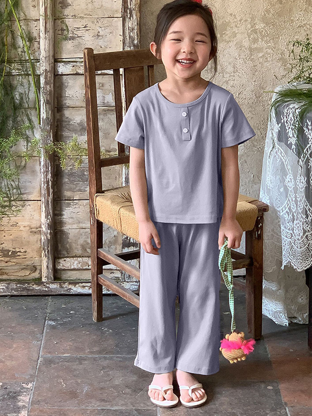 

LULU & SKY Girls Top with Trousers, Blue