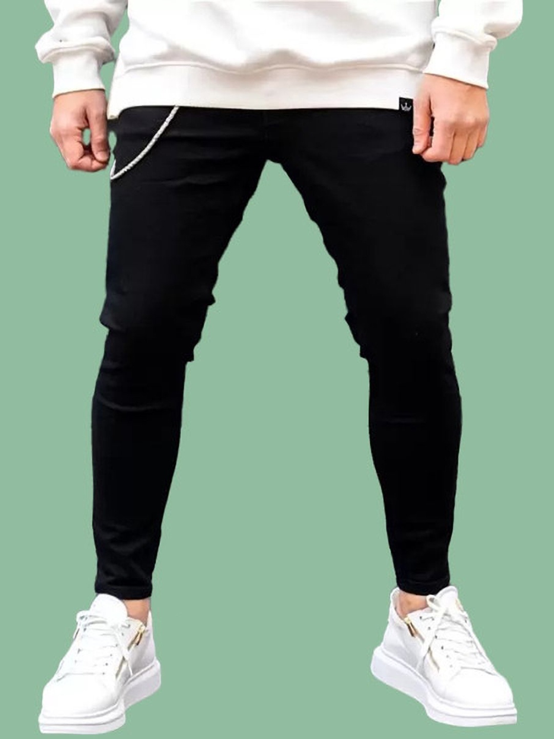 

COMFITS Men Classic Slash Knee Stretchable Jeans, Black