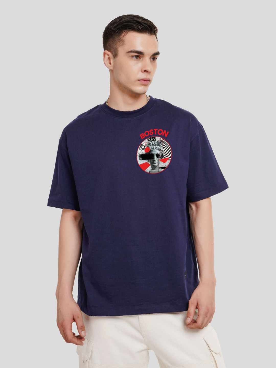 

Underrated Club Men Printed Bio Finish Applique T-shirt, Navy blue