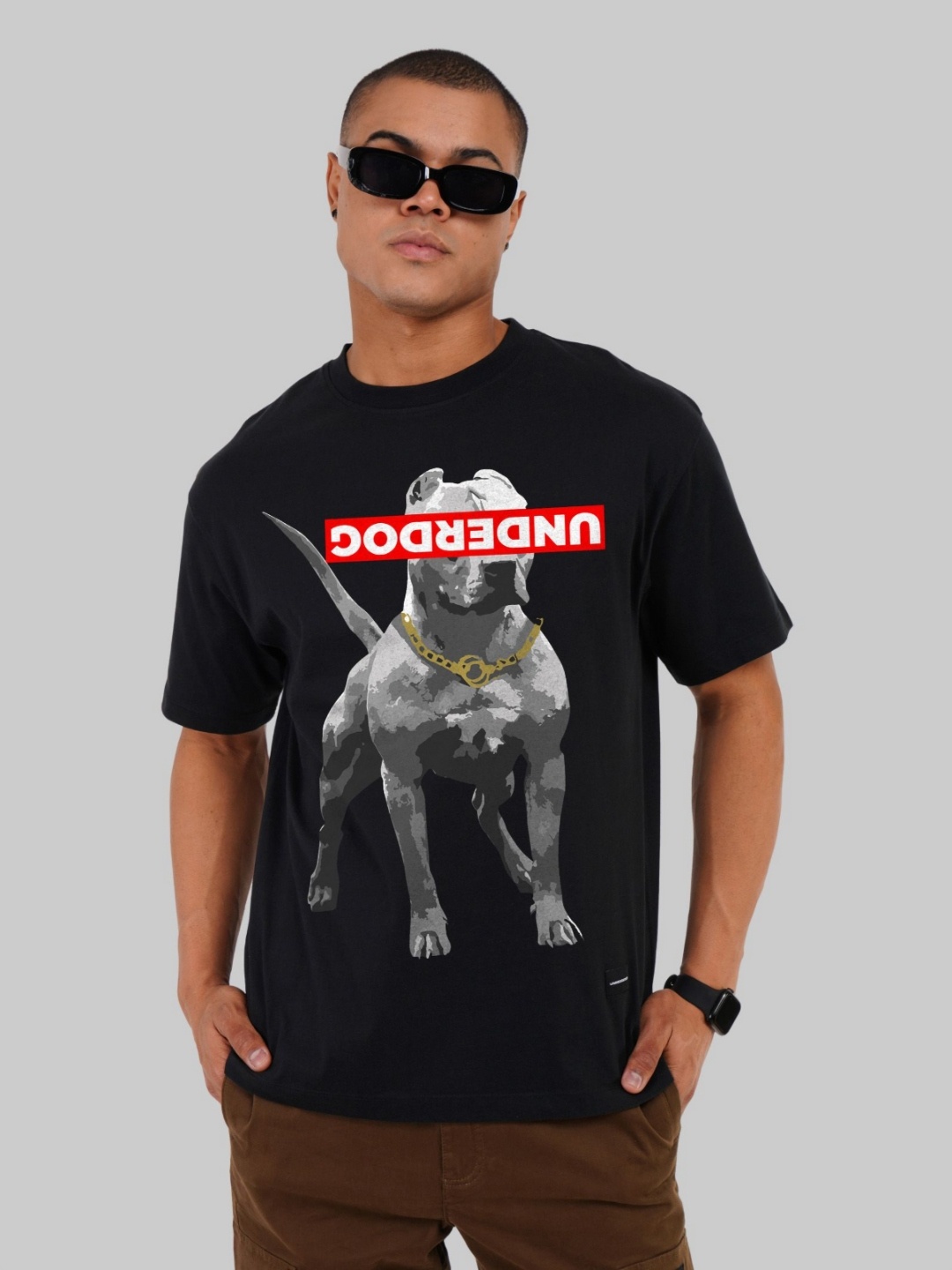 

Underrated Club Men Printed Bio Finish Raw Edge T-shirt, Black