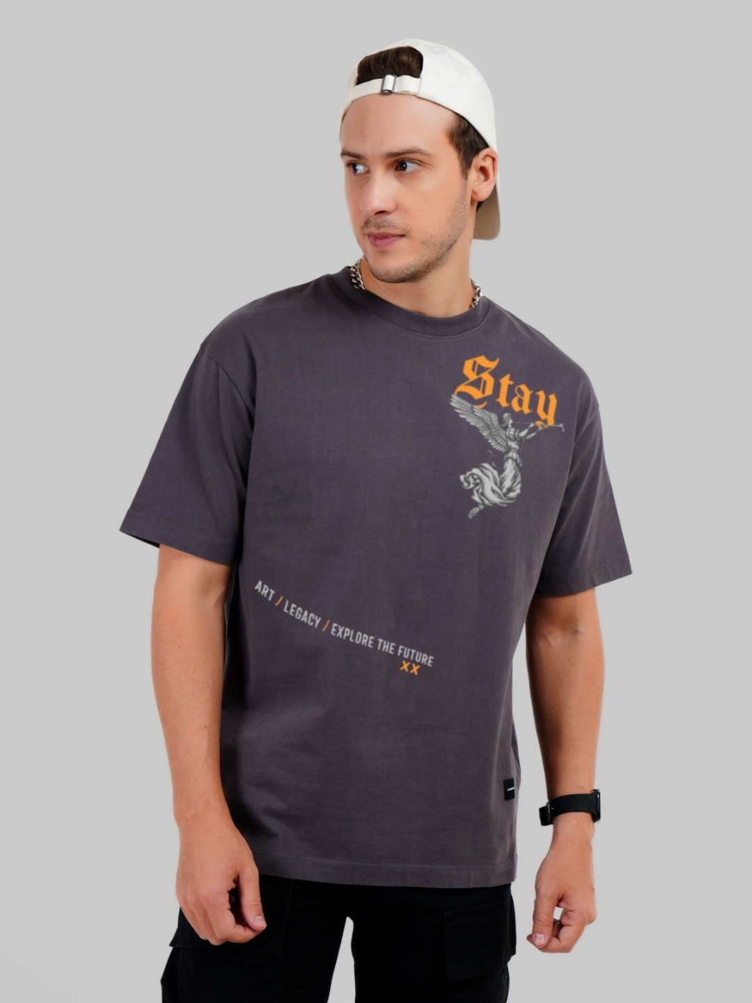 

Underrated Club Men Sports Printed Bio Finish Applique T-shirt, Grey