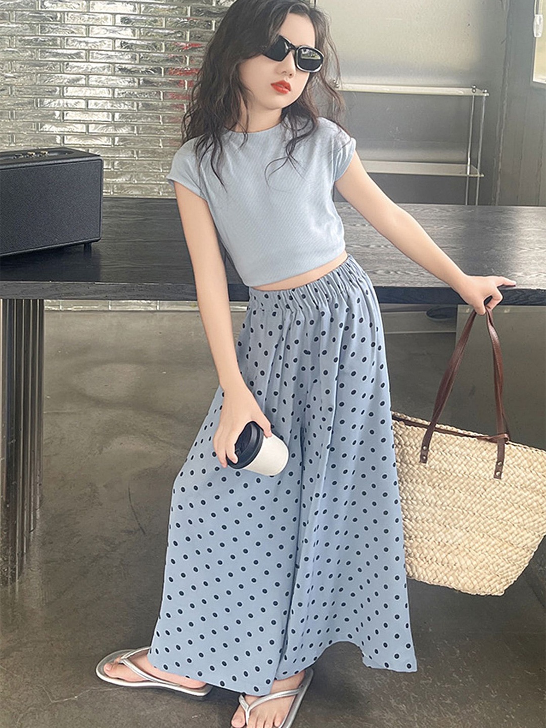 

LULU & SKY Girls Top with Palazzos, Blue