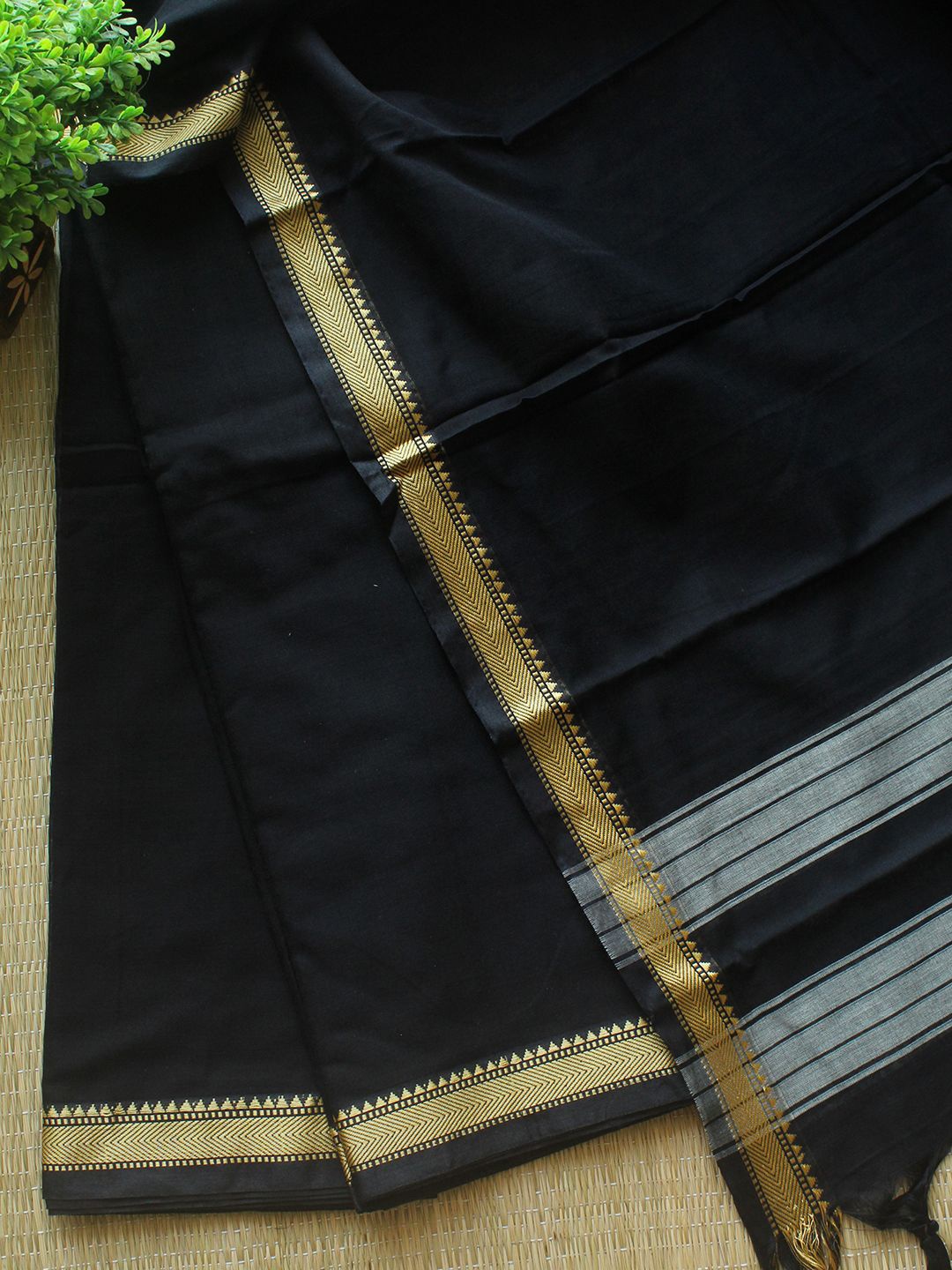 

Weaves of Tradition Pure Cotton Unstitched Dress Material, Black