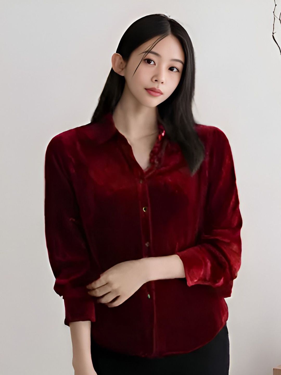 

Shiv traders collection Women Comfort Opaque Casual Shirt, Maroon