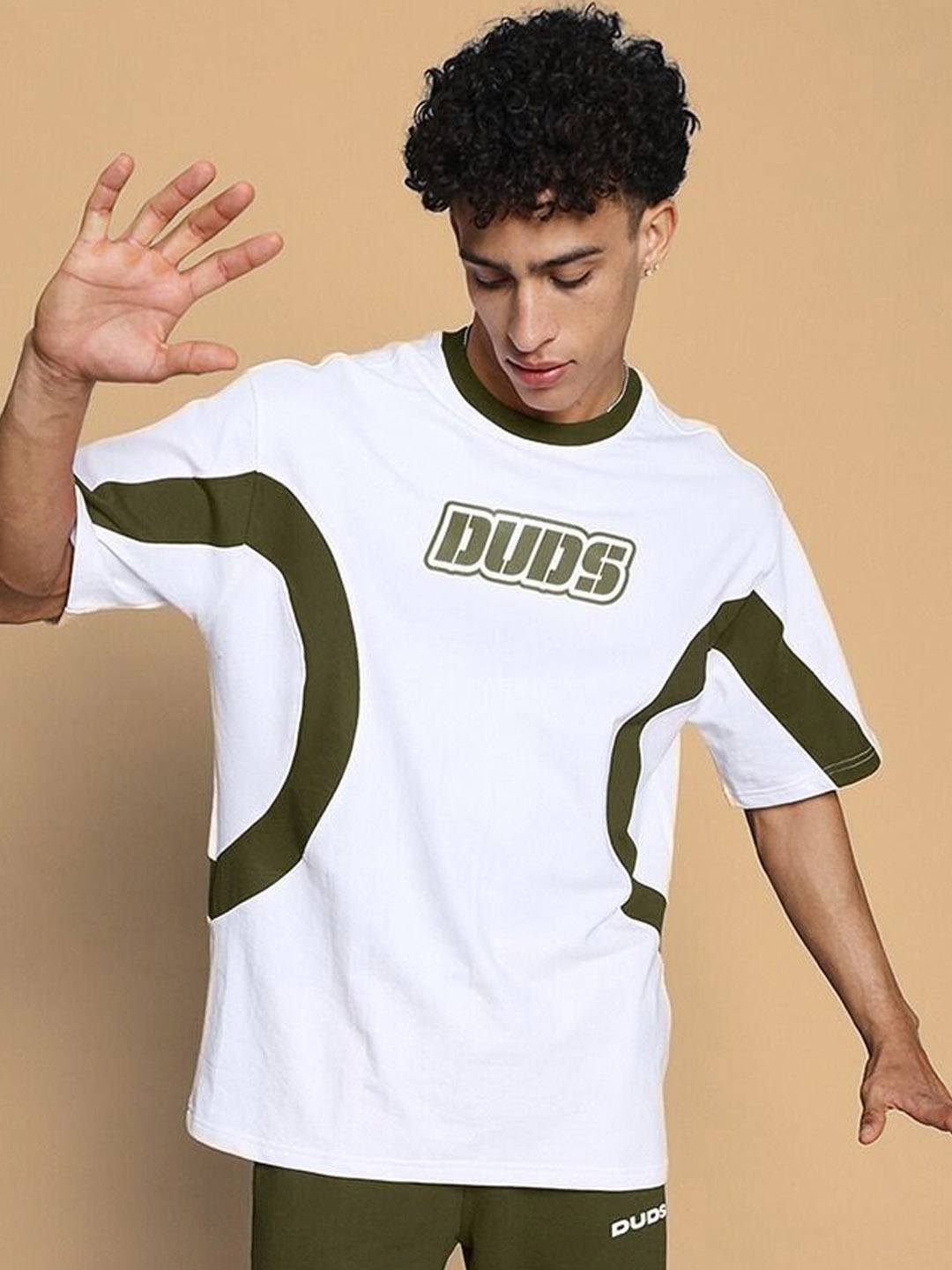 

WEARDUDS BALMY Pure Cotton Round Neck T-Shirt With Trouser Co-Ords, White