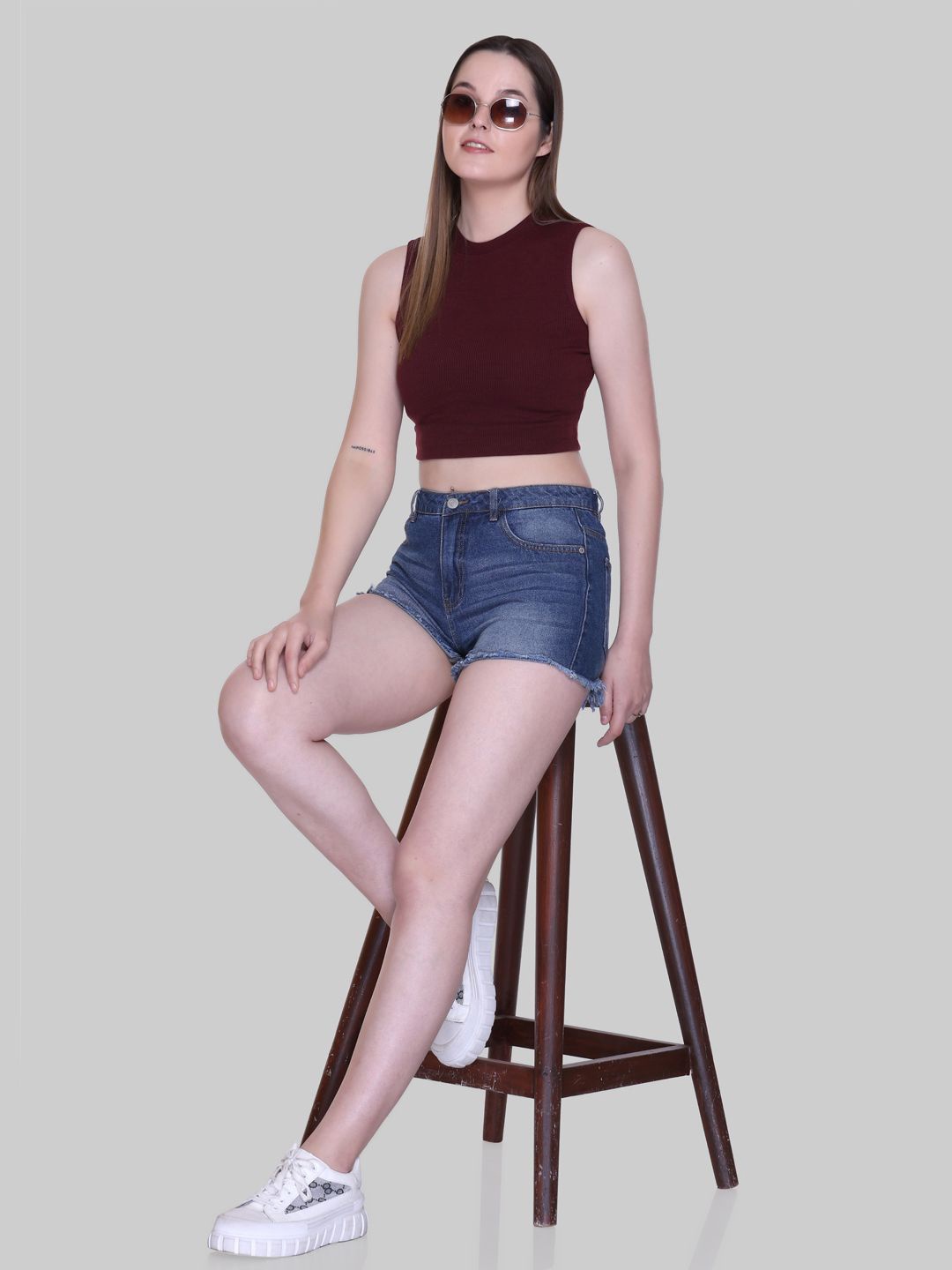 

Colors and Blends Cotton Crop Top, Maroon