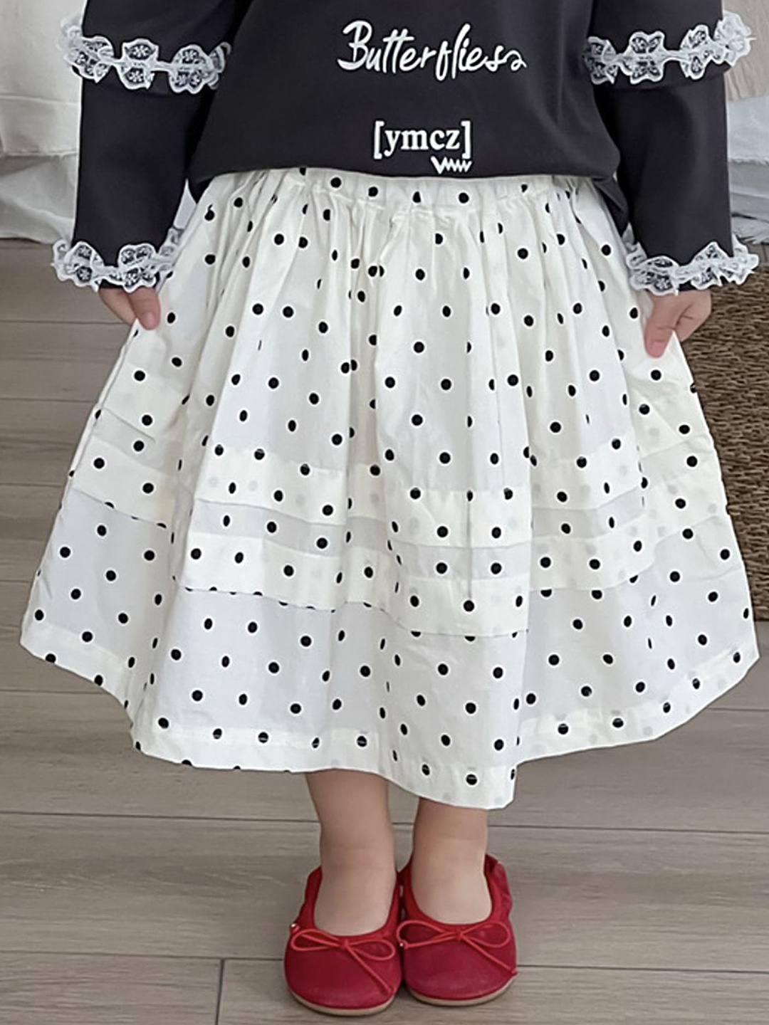 

LULU & SKY Girls Printed Pure Cotton Flared Skirt, White