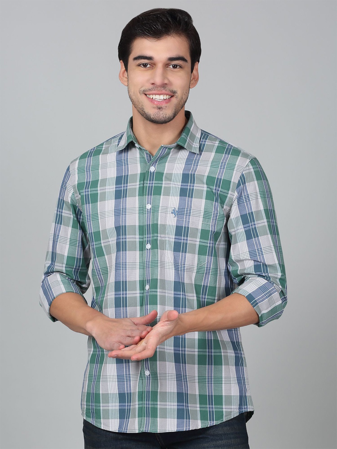 

Cantabil Men Original Tartan Checks Opaque Checked Casual Shirt, Green