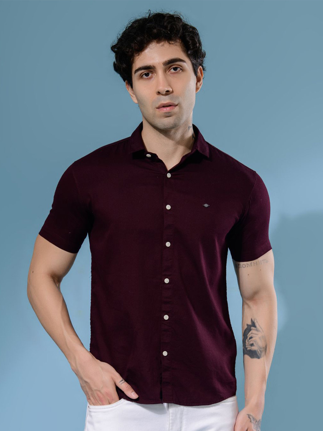 

Albion By CnM Men Comfort Opaque Casual Shirt, Maroon