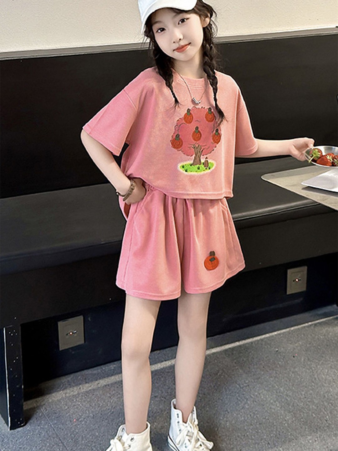 

LULU & SKY Girls Printed T-shirt with Shorts, Pink
