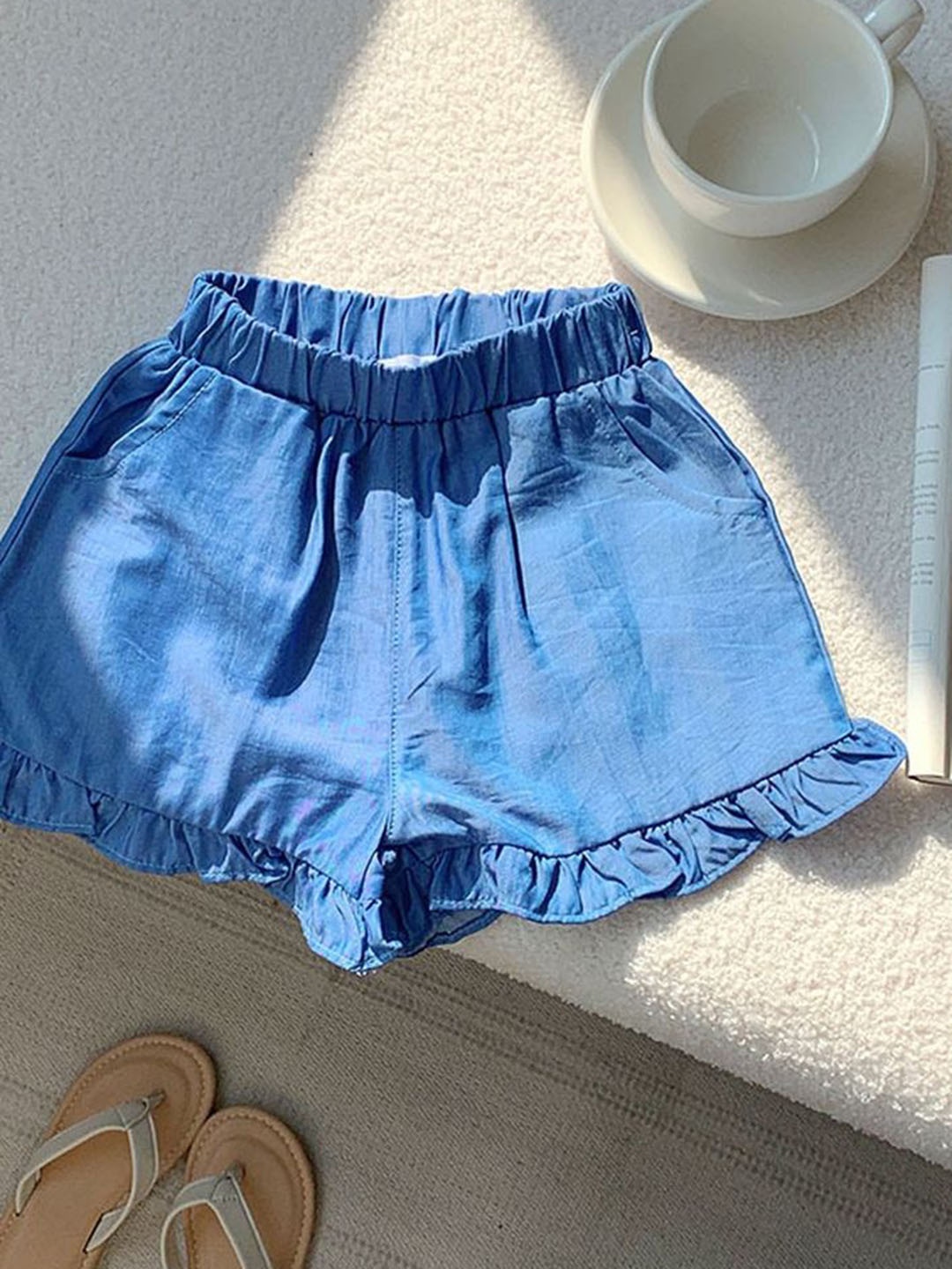 

LULU & SKY Girls High-Rise Shorts, Blue