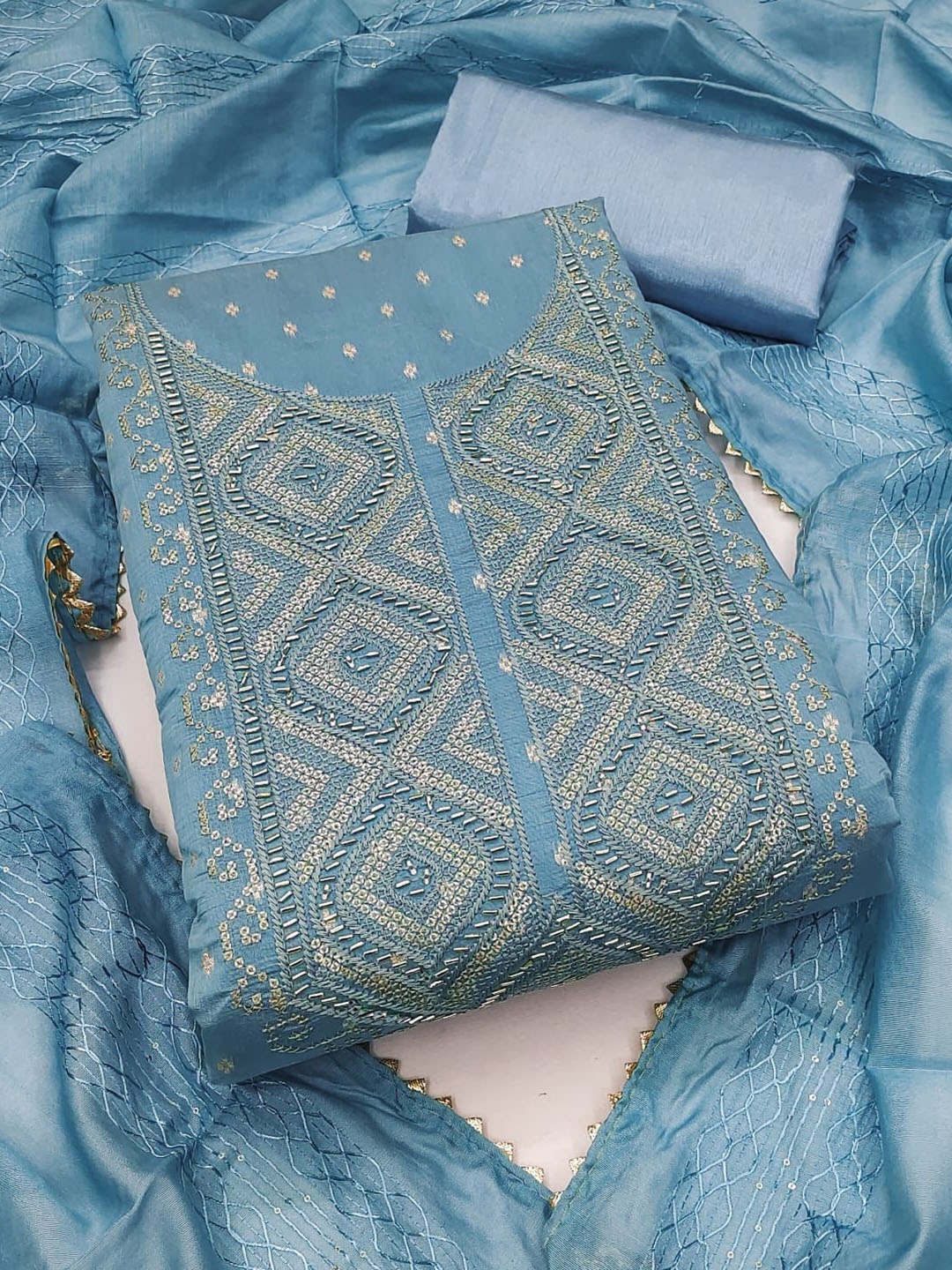 

BlissFlair Unstitched Dress Material, Blue