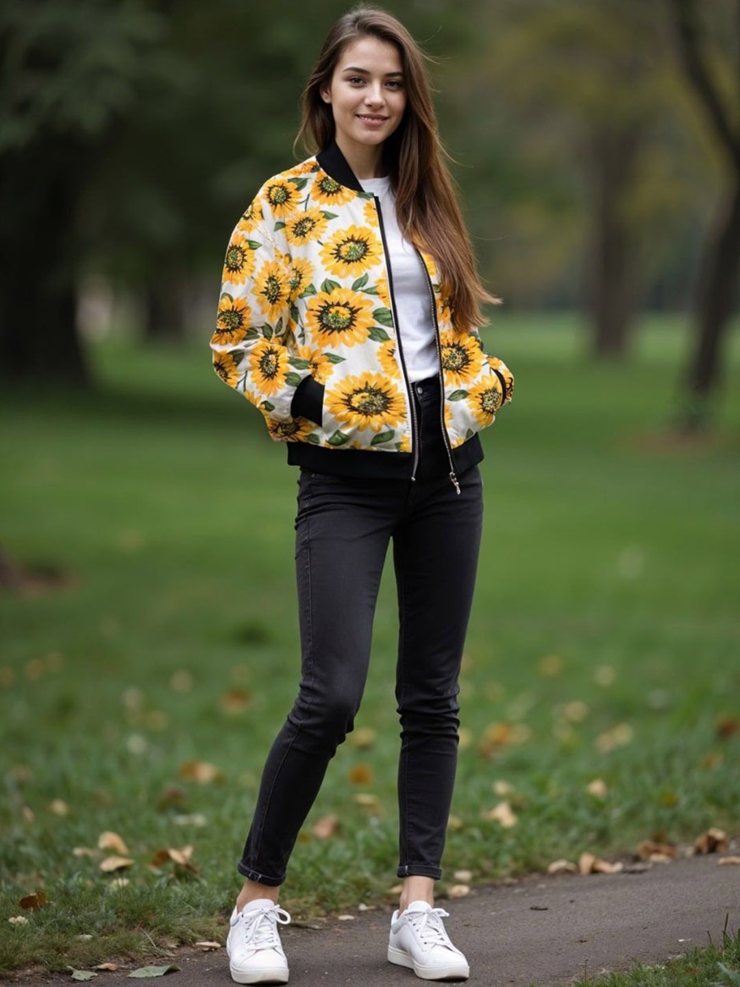 

BAESD Women Floral Lightweight Crop Bomber Jacket, Multi