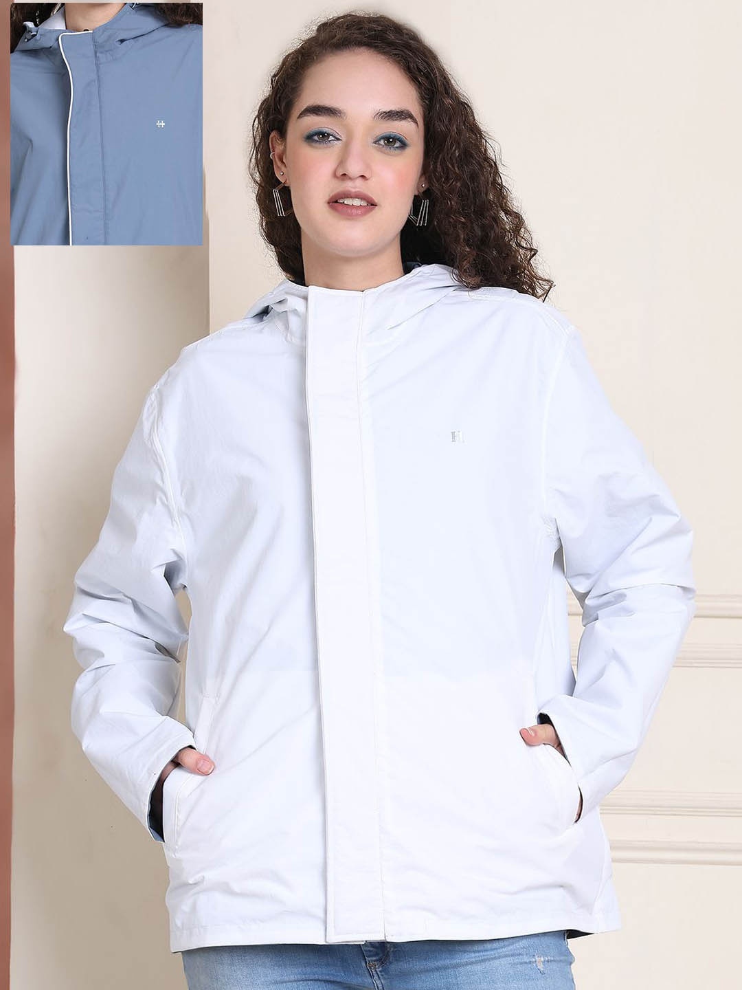 

HOUSE OF VEDAS Waterproof Hooded Rain Jacket, Blue