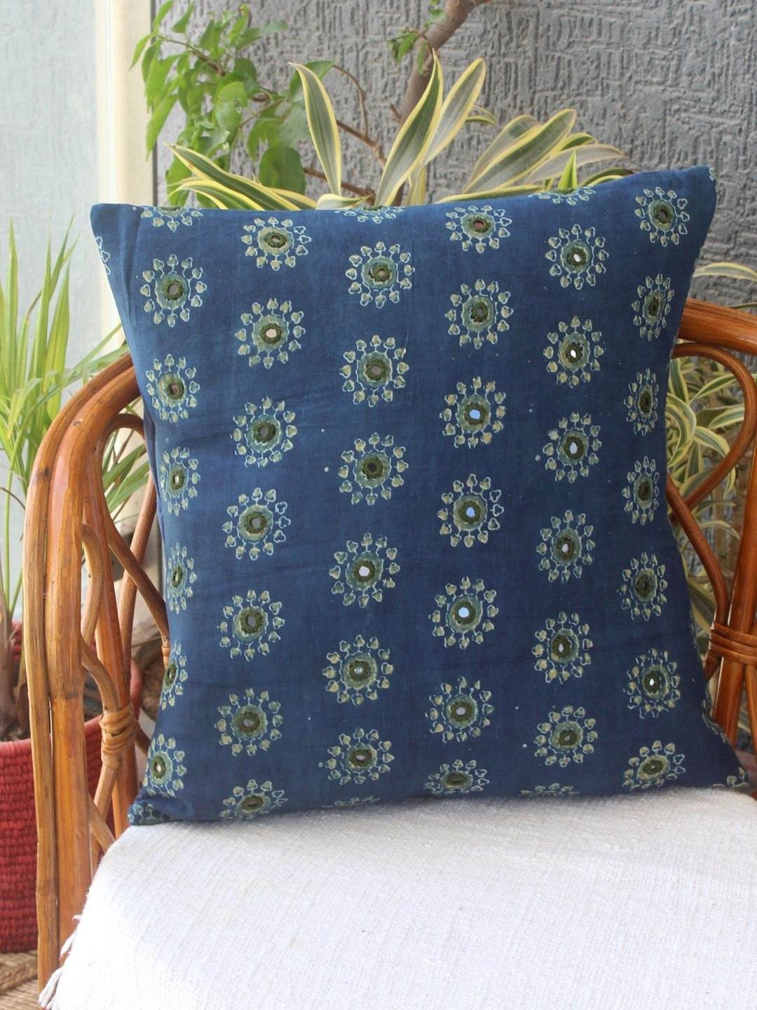 

Weaves of Tradition Blue & White Embroidered Square Cushion Covers
