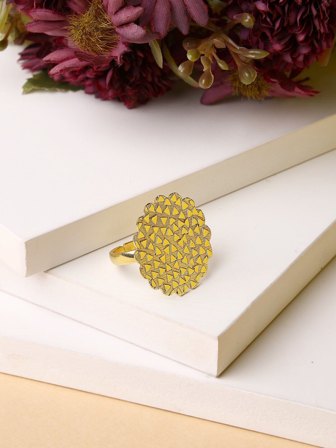 

DressBerry Women Gold Plated Circular Adjustable Finger Ring