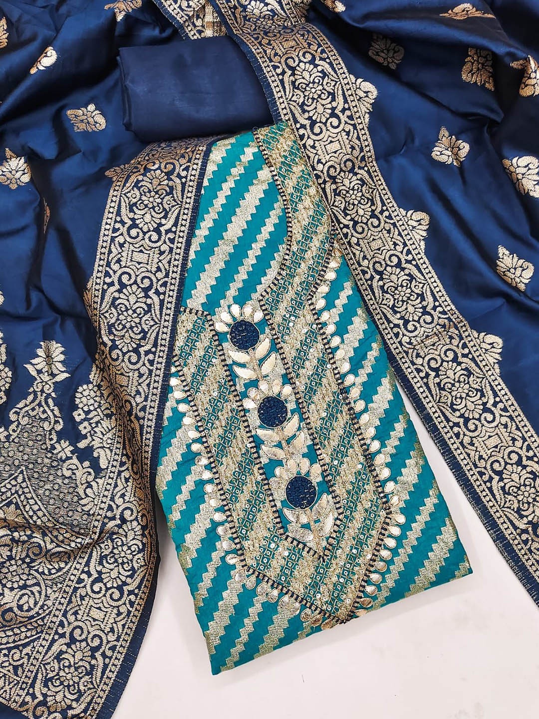 

BlissFlair Unstitched Dress Material, Blue