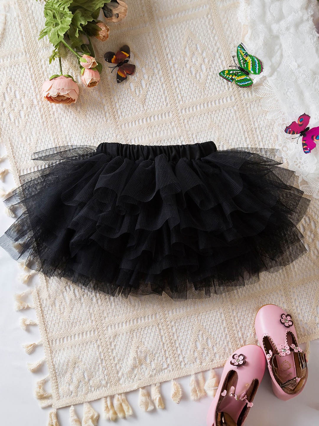 

LULU & SKY Girls High Rise Tiered Mini Skirt, Black
