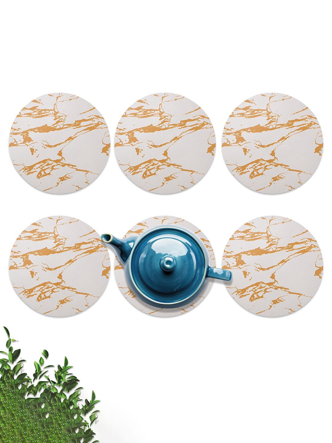 

Kuber Industries 6-Pcs Beige Wooden Round TeaCoaster