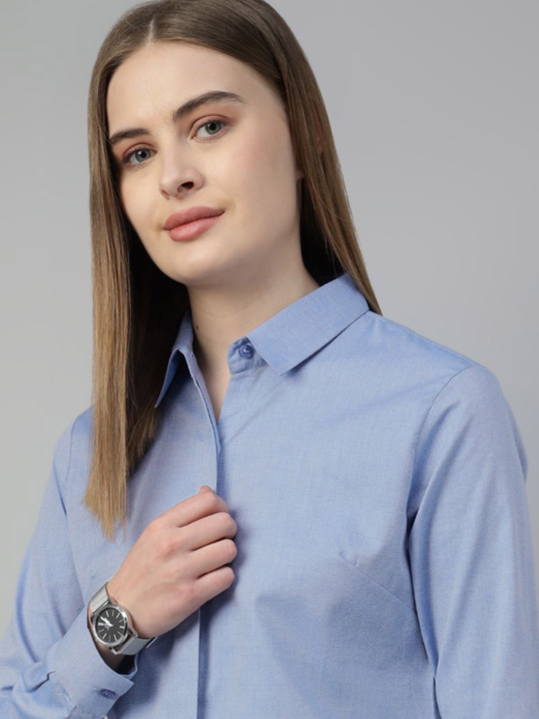 

Hancock Women Standard Opaque Formal Shirt, Blue