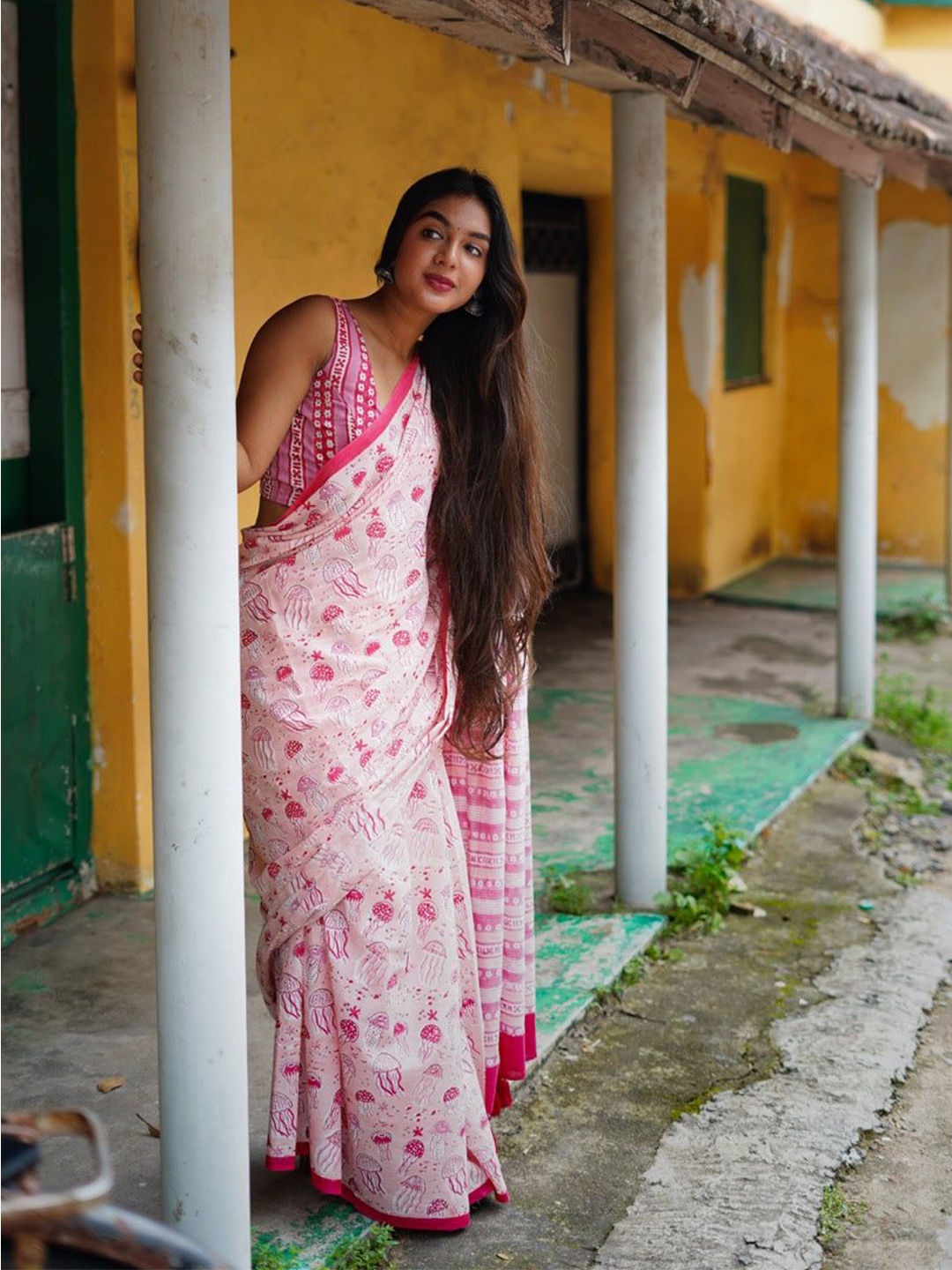 

Moda Rapido Silk Cotton Chanderi Saree, Pink