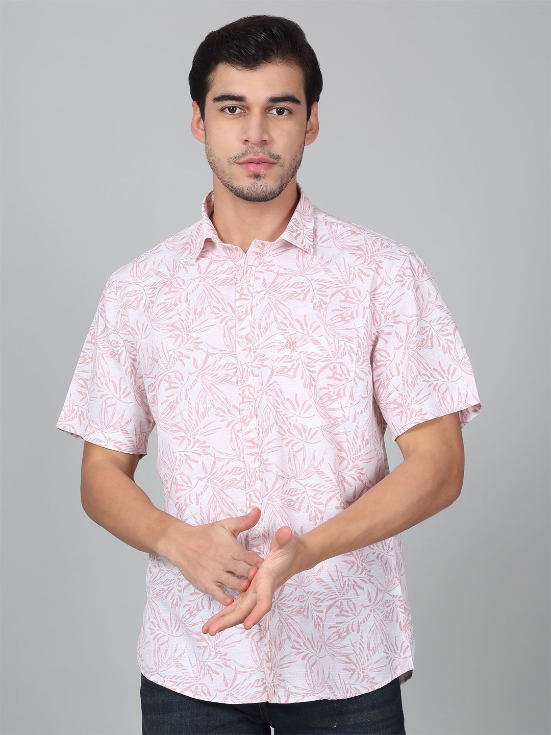 

Cantabil Men Original Floral Opaque Printed Casual Shirt, Orange