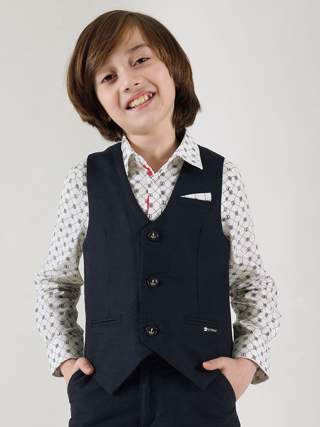 

One Friday Boys Slim Fit Sleeveless Waistcoat, Navy blue