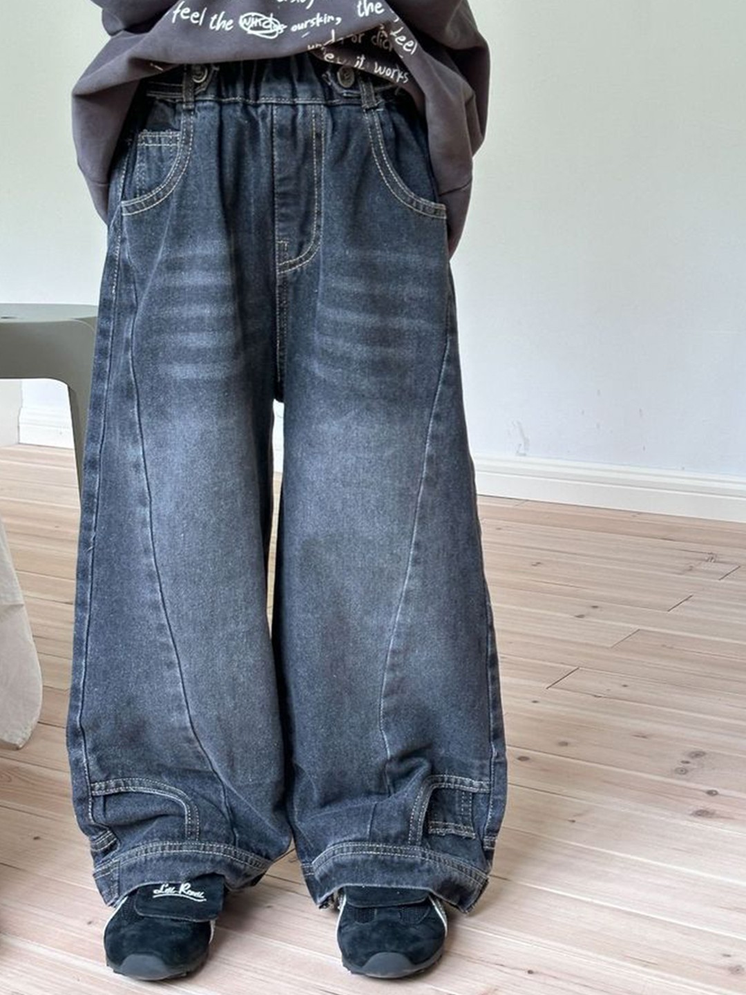 

LULU & SKY Boys High-Rise Low Distress Light Fade Jeans, Black