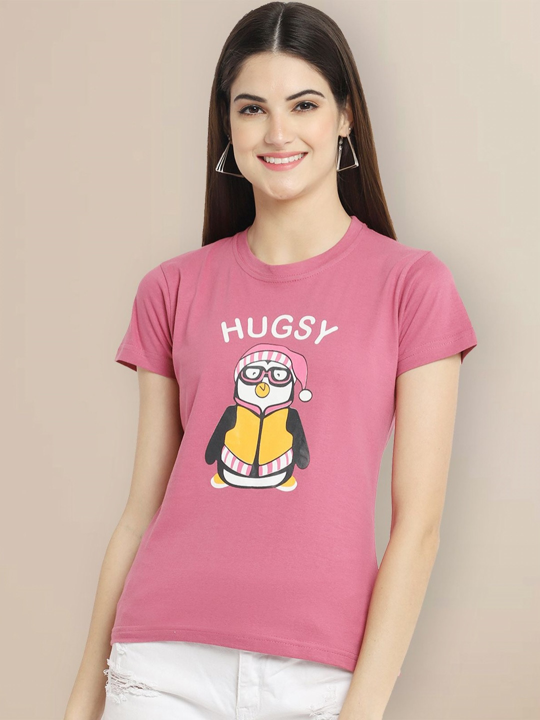 

GLOBAL NOMAD Women Typography Printed T-shirt, Pink