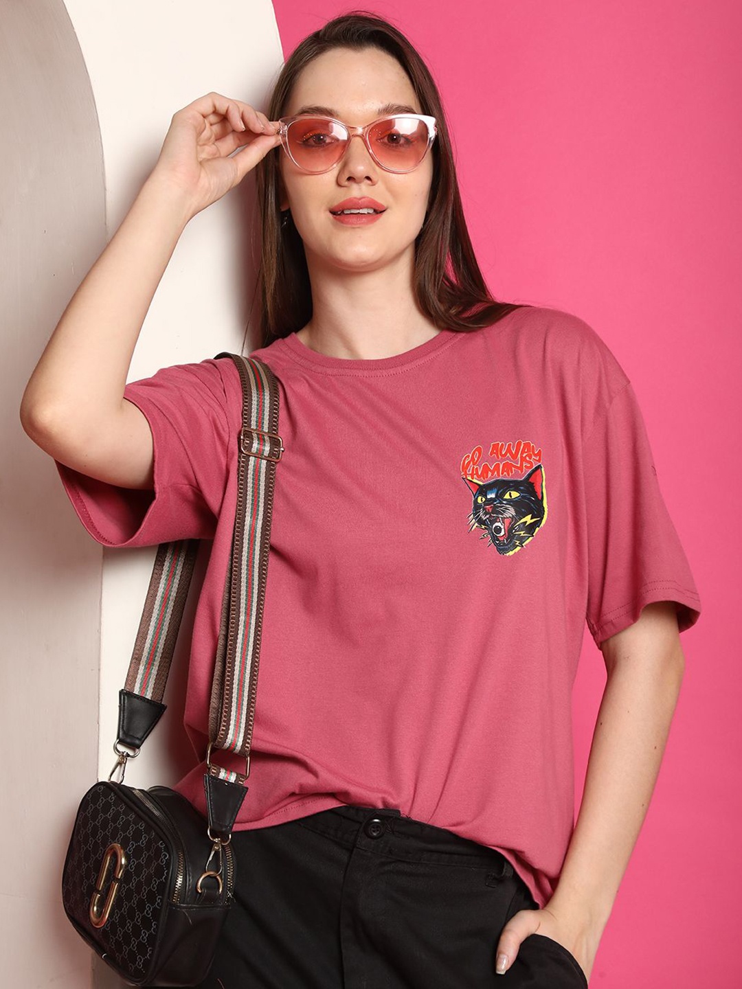

GLOBAL NOMAD Women Printed T-shirt, Pink