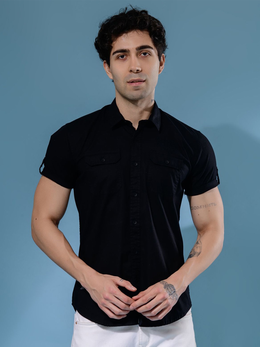 

Albion By CnM Men Comfort Opaque Casual Shirt, Black