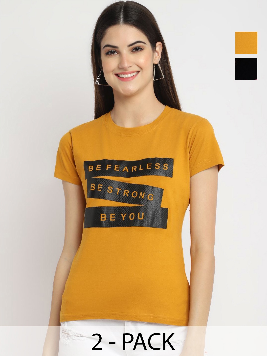 

Dreambe Women Typography Printed T-shirt, Multi