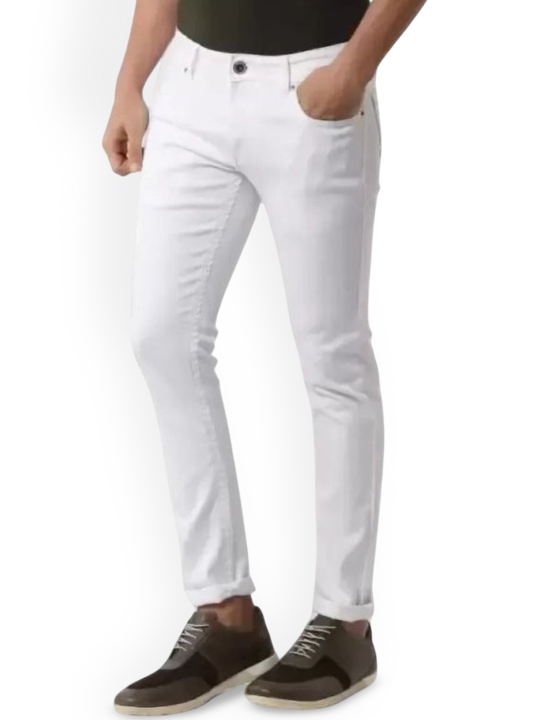 

COMFITS Men Classic Slash Knee Stretchable Jeans, White