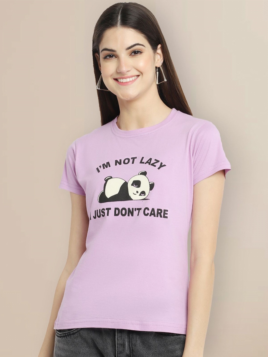

GLOBAL NOMAD Women Typography Printed T-shirt, Purple