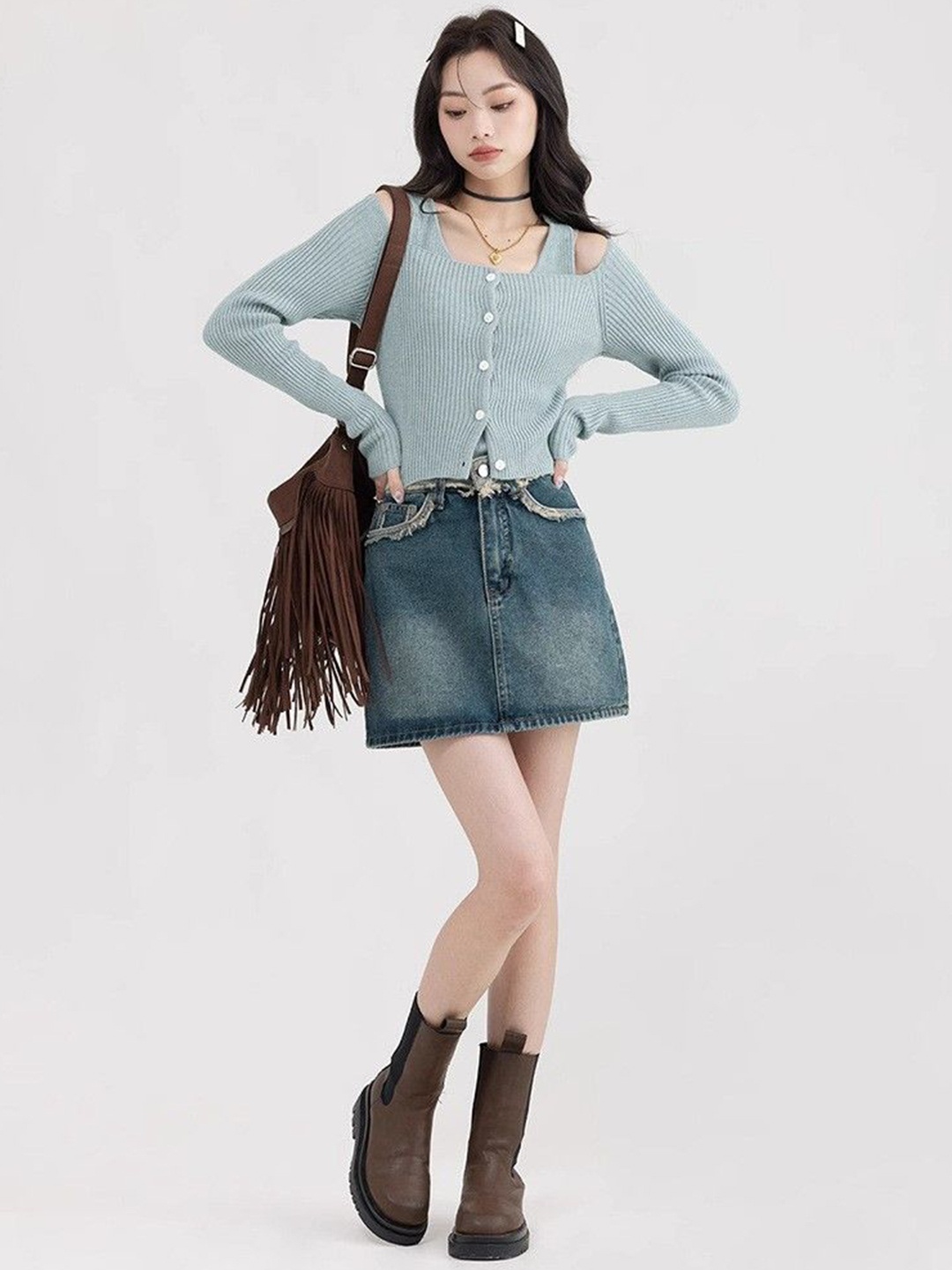 

StyleCast Straight Mini Skirt, Blue