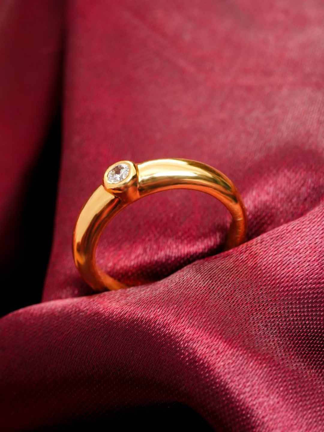 

Soraya Luxe 925 Sterling Silver Gold-Plated CZ Studded Majestic Finger Ring