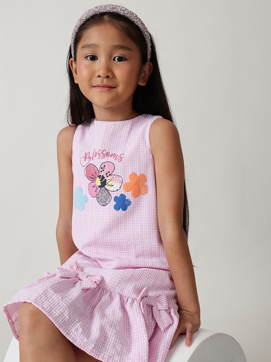 

One Friday Floral Striped A-Line Dress, Pink