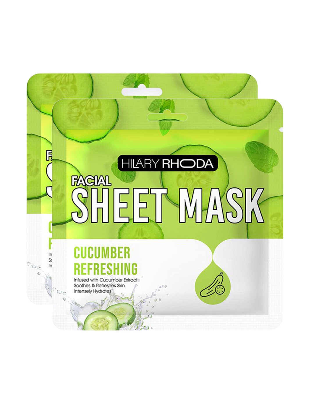 

Hilary Rhoda Set Of 2 Cucumber Refreshing Sheet Mask- 20 g Each, Green