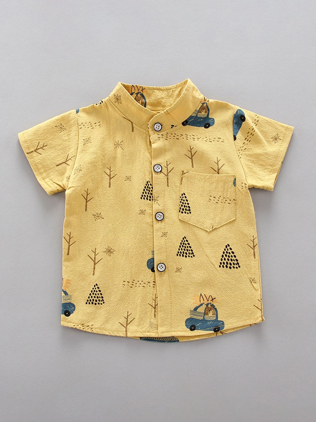 

LULU & SKY Boys Printed Shirt with Shorts, Yellow