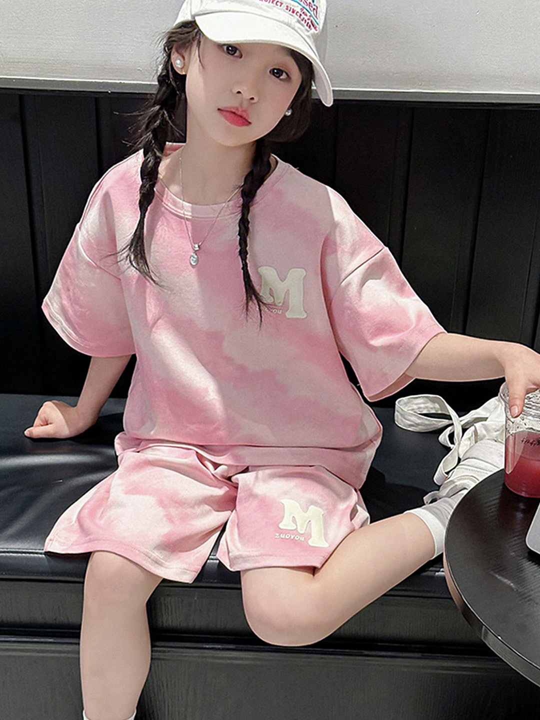 

LULU & SKY Girls Printed T-shirt with Shorts, Pink