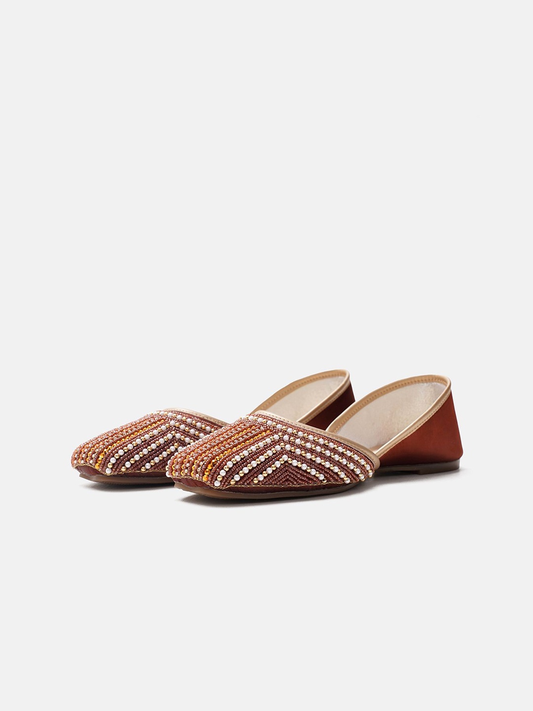 

JM Looks Girls Ethnic Mojaris with Embroidered Flats, Copper