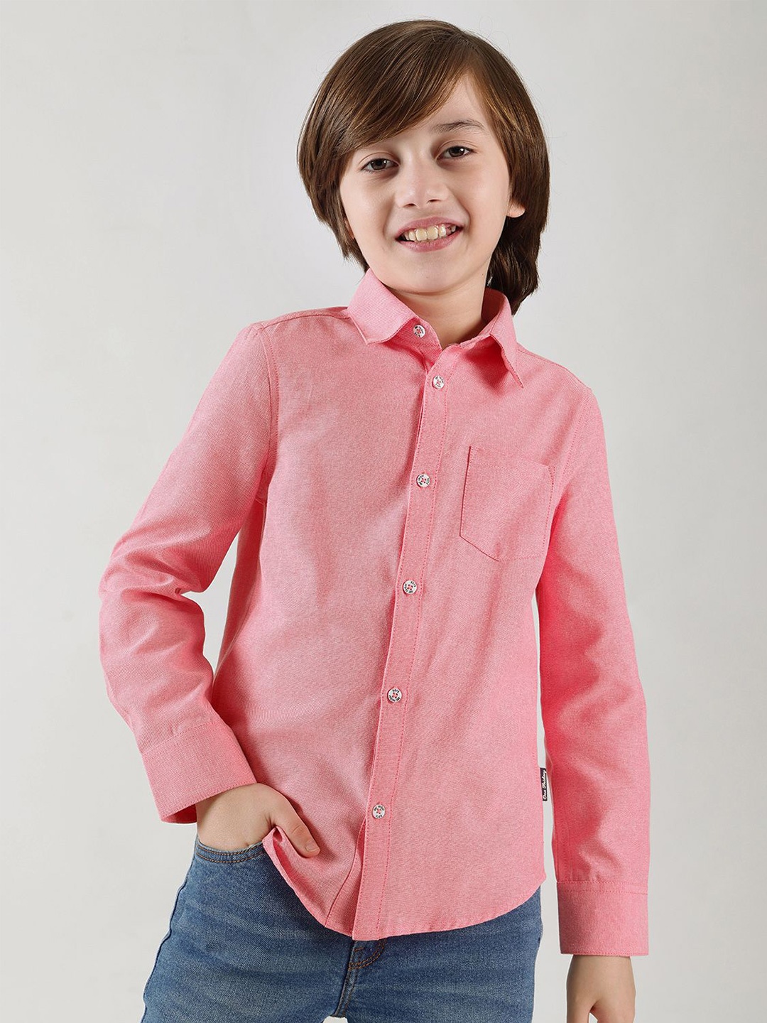 

One Friday Boys Comfort Opaque Casual Shirt, Pink