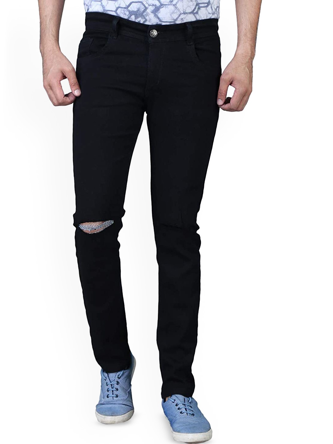 

COMFITS Men Classic Slash Knee Jeans, Black
